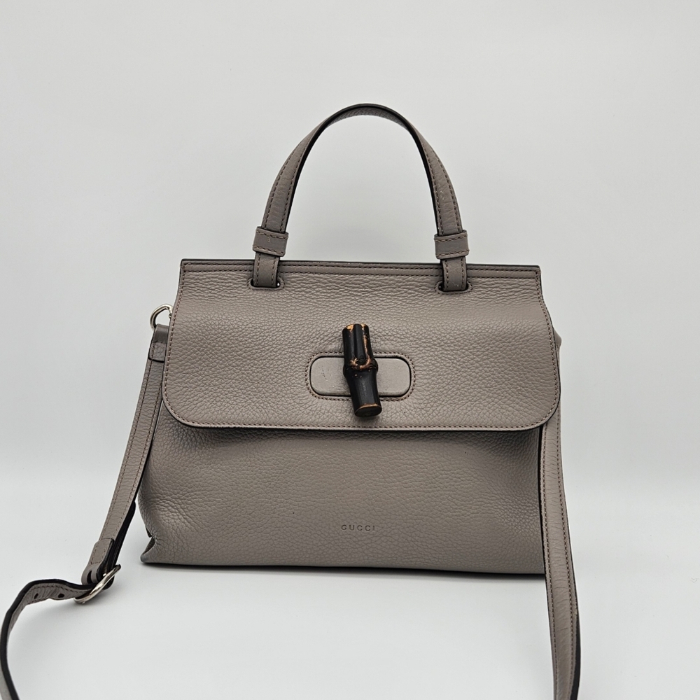 Authentic Gucci Bamboo Top Handle Leather #4327M